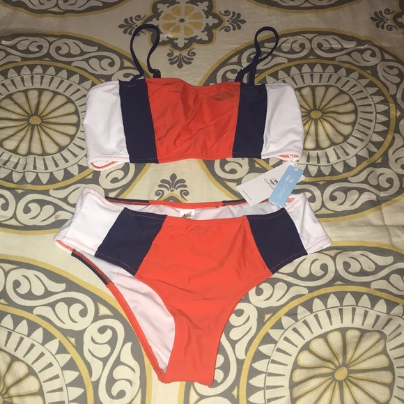 tricolor bandeau bikini cupshe